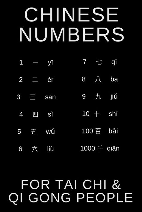 Chinese numbers 1-10 ; 100 ; 1000 for Tai Chi practitioners and Qi Gong enthusiasts Learn Chinese For Beginners, Chinese Numbers, Tai Chi For Beginners, Chinese Alphabet, Bahasa China, Chinese Language Words, Basic Chinese, Mandarin Language, Chinese Phrases