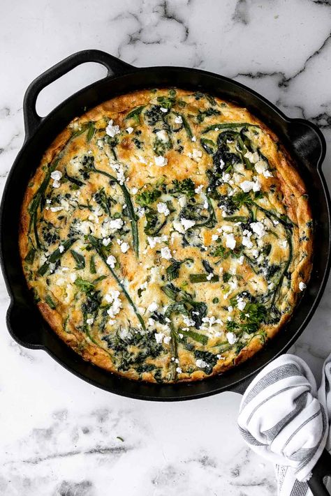 Spring Vegetable Frittata - Ahead of Thyme Lemon Kale Salad, Roasted Carrot Salad, Vegetable Frittata, Spinach Frittata, Crispy Sweet Potato, Easy Vegetarian Dinner, Sweet Potato Spinach, Holiday Brunch, Spring Vegetables