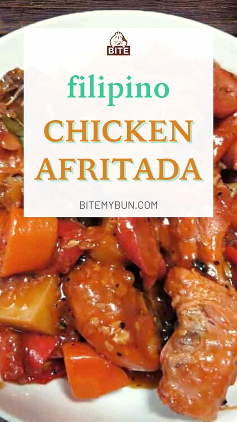 Chicken Afritada Recipe is one of those Filipino recipes which are doused in tomato sauce.Along with Beef Mechado, Pork Giniling, Menudo and other Filipino tomato-based recipe, the chicken afritada is another popular dish from among the Filipinos.With Filipino’s penchant for anything tasty, meaty but still healthy, Chicken Afritada is sure to be a perennial favorite.#filipinorecipe #asianrecipes #chickenrecipe Chicken Kaldereta Filipino Recipes, Pork Mechado Filipino, Chicken Afritada Filipino Recipe, Afritada Chicken Filipino Recipes, Chicken Afritada Filipino, Pork Afritada Recipe, Filipino Chicken Recipes, Pork Afritada, Chicken Recipes Filipino