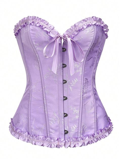 Women's Elegant Jacquard Criss-Cross Bandeau Shapewear Tank Top, HalloweenI discovered amazing products on SHEIN.com, come check them out! Rapunzel Halloween Costume, Rapunzel Dress, Purple Corset, Shapewear Tops, Purple Collar, Aesthetic Outfit Ideas, Overbust Corset, Plain Tops, Women's Shapewear