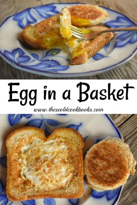 Egg In A Basket, Fried Egg Recipes, Eggs In A Basket, Old Cookbooks, Toad In The Hole, British Dishes, Healthy Recipes Easy Snacks, Toasted Bread, Deviled Eggs Recipe