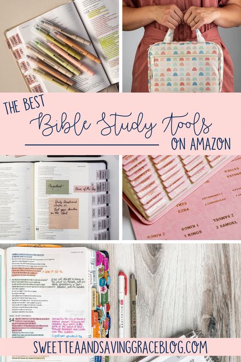 Best Study Bibles For Women, Best Bible For Women, Study Bibles For Women, Bible Study Tools Products, Amazon Bible Finds, Bible Study Caddy, Bible Study Bag Ideas, Bible Study Basket Ideas, Bible Study Necessities