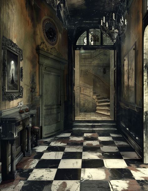 Home Decor: #homedecor, #interiordesign, #homedesign, #decor inspiration Goth Victorian Interior, Gothic House Illustration, Haunted Witch House, Creepy Interior Design, Old Gothic Architecture, The Haunting Of Hill House Art, Creepy Hallway Drawing, Haunted Victorian House Interior, Haunted Victorian Aesthetic