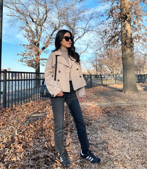 Shop Steve Madden Sirus Jacket in Khaki … and other curated products on LTK, the easiest way to shop everything from your favorite creators. Cropped Trench Coat, Everlane Jeans, Adidas Samba Sneakers, Petite Jeans, Sneakers Black, Travel Outfit, Steve Madden, Ysl Bag, Trench Coat