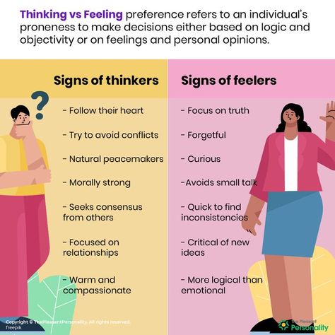 Let's explore how thinkers and feelers are different. Logical Thinking Vs Emotional Thinking, Thinking Vs Feeling, Logical Thinking, Feelings And Emotions, Thinking Skills, New Relationships, Life Facts, Personalities, Logic