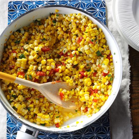 Southwestern Sauteed Corn Sauteed Corn, Corn Skillet, Southwestern Corn, Cooked Corn, Sweet Corn Recipes, Skillet Dishes, Corn Recipe, Taste Of Home Recipes, Iron Recipes