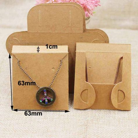 20pcs per lot kraft/black necklace pendant packing card small charming display card with back folded jewelry card 63*63cm-in Jewelry Packaging & Display from Jewelry & Accessories on Aliexpress.com | Alibaba Group Diy Necklace Cards, Jewelry Display Cards, Necklace Packaging, Small Business Packaging Ideas, Card Pouch, Brown Necklace, Packing Jewelry, Packaging Ideas, Jewelry Card