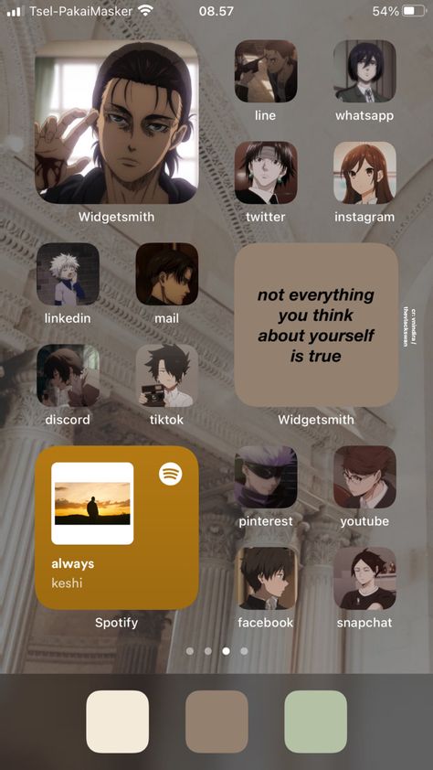 Brown Theme Phone, Phone Themes Brown, Anime Iphone Theme, Cute Phone Themes, Brown Anime, Android Theme, Iphone App Design, Phone Organization, Cool Wallpapers Cartoon