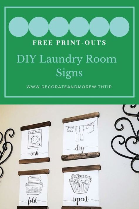 DIY LAUNDRY ROOM WALL ART – Decorate & More with Tip Diy Laundry Room Signs Wall Decor, Laundry Room Art Diy, Laundry Room Decor Diy, Vinyl Tree Wall Decal, Printable Signs Free, Diy Laundry Room, Laundry Room Wall Art, Laundry Room Wall, Laundry Room Shelves