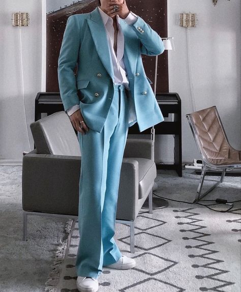 Pastel Suits For Men, Pastel Blue Suit, Euphoria 2, Men Stylish Dress, Groom Suit, Glam Dresses, Blue Suit, Pastel Blue, Mens Suits