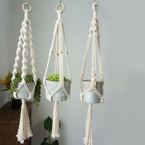 Macrame Small Suspended Pot Holder in 2024 | Macrame plant hanger, Plant hanger, Macrame plant holder . #Macrame_Small #Hanging_Shelf_Organizer #Infinity_Lights #Vases_Ceramic Hanging Shelf Organizer, Macrame Wedding Decor, Macrame Plant Hanger Tutorial, Floating Garden, Macrame Home Decor, Macrame Table Runner, Makramee Diy, Macrame Supplies, Macrame Plant Holder