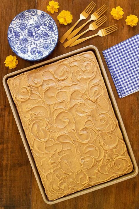 Peanut Butter Texas Sheet Cake - thecafesucrefarine.com Sheet Pan Cakes, Peanut Butter Texas Sheet Cake, Sheet Cake Cookies, Texas Sheet Cake Cookies, Texas Sheet Cake Recipe, Strawberry Icing, Pumpkin Sheet Cake, Texas Sheet, Texas Sheet Cake