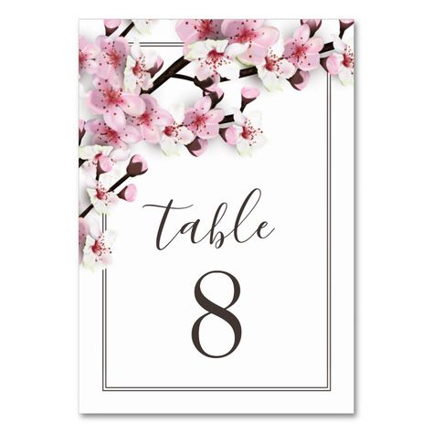 Cherry Blossom Pink Wedding Table Number Cards Cherry Blossom Themed Wedding, Table Number Cards Wedding, Pink Wedding Table, Cherry Blossom Wedding Theme, Cherry Blossom Party, Sakura Wedding, Elegant Wedding Ideas, Cherry Blossom Theme, Asian Party