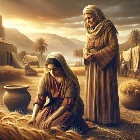 Ruth and Naomi: A Tale of Love, Loyalty, and Redemption  -  - https://bgodinspired.com/index.php/bible-stories/ruth-and-naomi-a-tale-of-love-loyalty-and-redemption/ Ruth In The Bible, Christian Digital Art, The Story Of Ruth, Thomas The Apostle, Ruth And Naomi, Book Of Ruth, Catholic Artwork, Christian Photos, Divine Providence