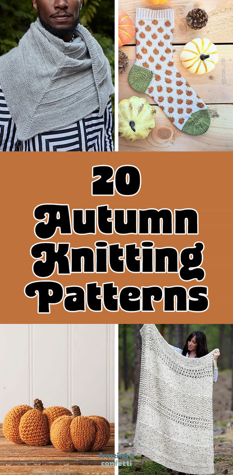 Get ready for fall with these amazing knitting patterns perfect for the season! From scarves to sweaters, hats to mittens, I've got you covered. Knitted shawl, knitted pumpkin socks, knitted pumpkins, fall cuddler knitted blanket. Free Fall Knitting Patterns, Worsted Weight Yarn Patterns Knitting, Autumn Knitting Patterns, Unique Knitting Projects, Gift Knitting Patterns, Knitted Pumpkins, Autumn Knitting, Pumpkin Socks, Fall Knits