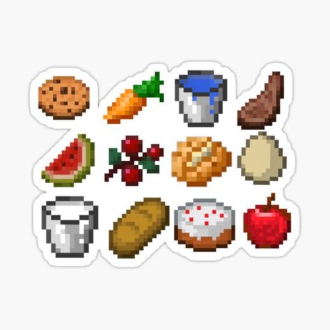 Minecraft Food Stickers | Redbubble Minecraft Stickers, Minecraft Food, Apple Stickers, Minecraft Cake, Stickers Redbubble, Golden Apple, Minecraft Pixel Art, Food Stickers, Kawaii Food