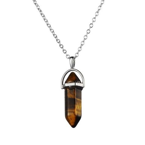 Golden Tigers, Tigers Eye Crystal, Abstract Pendant, Crystal Point Necklace, Tiger Eye Crystal, Tigers Eye Necklace, Stainless Steel Chain Necklace, Quartz Crystal Necklace, Sterling Silver Chain Necklace