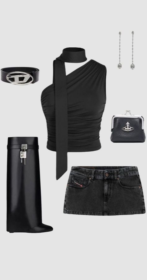 Diesel Belt, Elegant Streetwear, Diesel Clothing, Paris Aesthetic, Night Out Outfit, Fashion Winter, Dope Outfits, Stage Outfits, Looks Style