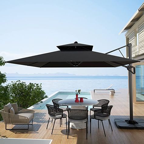 Nalupatio Patio umbrella 10FT Outdoor Square Umbrella Large Cantilever Umbrella 360°Rotation Hanging Double Top Offset for Garden Deck Pool Patio Large Patio Umbrellas, Deck Pool, Blue Patio, Modern Outdoor Patio, Cantilever Patio Umbrella, Offset Patio Umbrella, Garden Deck, Cantilever Umbrella, Deck Garden