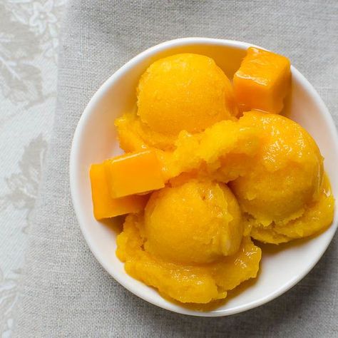 At Home Desserts, Mango Sorbet Recipe, Home Desserts, Mango Desserts, Shifting Items, Sorbet Is, Sorbet Recipe, Sorbet Ice Cream, Shifting Wardrobe