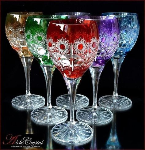 Gold Kitchen Accessories, Colored Wine Glasses, Bohemia Glass, Bohemia Crystal, Crystal Stemware, Crystal Wine Glasses, Luxury Dinnerware, Bohemian Crystal, Baccarat Crystal