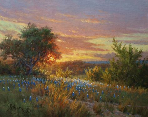 Texas Hill Country Landscape, Hill Country Landscape, William Byron, Landscape Oil Paintings, Country Landscape, Landscape Art Painting, Cool Landscapes, Plein Air Paintings, Texas Hill Country