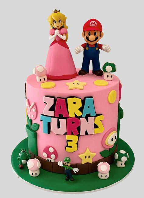 Princess Peach Birthday Cake Ideas Images (Pictures) Princess Peach Birthday Cake Ideas, Mario And Princess Peach Cake, Peach Cake Design, Peach Birthday Cake, Princess Peach Cake, Princess Peach Birthday Party, Princess Peach Birthday, Princess Peach Party, Peach Birthday