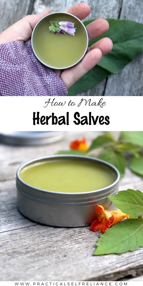 How to Make a Herbal Healing Salve Homemade Salve Recipes, Herbal Salve Recipes, Healing Salve Recipe, Homemade Salve, Healing Salve, Herbal Remedies Recipes, Salve Recipes, Herbal Salves, Healing Salves