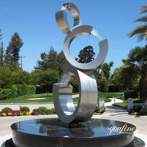 Garden Art Sculptures Statues, Stainless Steel Sculpture, Water Fountain Design, Water Sculpture, Fountain Design, Water Fountains Outdoor, Outdoor Fountain, Water Fountains, Sculptures For Sale