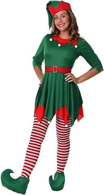 Women's Plus Size Santa's Helper Costume #afflink Womens Elf Costume, Diy Elf Costume, Santa's Helper Costume, Winter Warm Outfits, Christmas Party Fashion, Outfit Ideas Christmas, Christmas Elf Costume, Plus Size Halloween Costume, Costume For Women