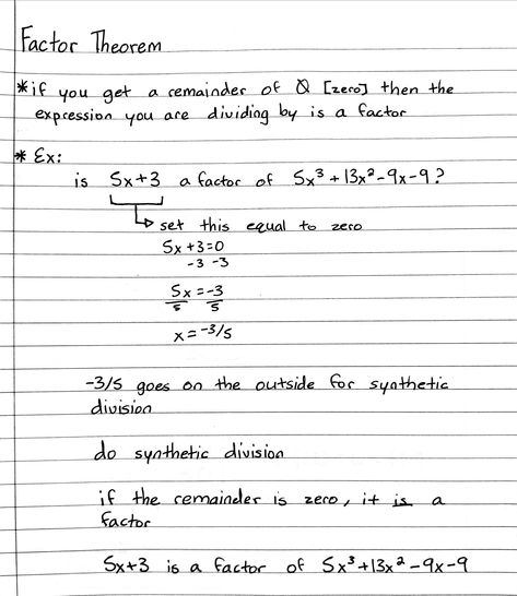 Factor Theorem, Add Math, Synthetic Division, Physics Notes, Maths Algebra, Math Notes, Algebra 2, Notes Ideas, Math Notebooks