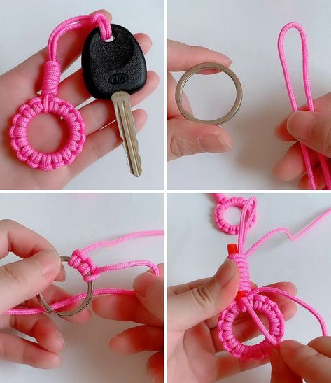 How to make a Paracord Key Chain Handmade | keychain | Super Easy Paracord Lanyard Keychain | By Simple Crafts Easy Paracord Keychain, Diy Bracelet Keychain, Lanyard Crafts, Paracord Keychain, Handmade Keychains, Lanyard Keychain, Diy For Men, Crochet Keychain Pattern, Ornament Tutorial