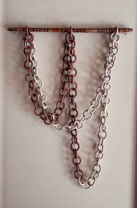 Made to Order Ceramic Link Chain Wall Hanging Stoneware - Etsy Ceramic Chain Link, Hanging Ceramic Sculpture, Ceramic Hanging Art, Pottery Chain, Organic Wall Art, Chain Sculpture, Ceramic Wall Art Sculpture, Ceramic Chain, Chain Art