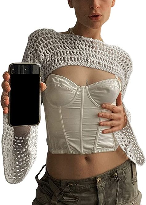 [Promotion] 76 Most Popular Crochet Date Night Top Hacks You've Never Considered #crochetdatenighttop Knitted Y2k, Knitted Crop Top, Crop Pullover, Knit Shrug, Crochet Bolero, Streetwear Mode, Cropped Pullover, Smock Top, Long Crop Top