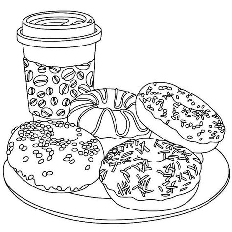 Modele Zentangle, Donut Coloring Page, Food Coloring Pages, Adult Coloring Designs, Detailed Coloring Pages, Free Adult Coloring Pages, Printable Adult Coloring Pages, Disney Coloring Pages, Cool Coloring Pages