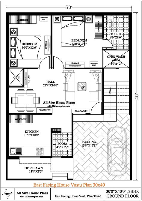 House Plans East Facing, Residential Plan, 30x50 House Plans, South Facing House, West Facing House, North Facing House, 20x40 House Plans, 30x40 House Plans, Vastu House