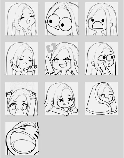 Chibi Character Expression, Smirking Pose Reference, Tired Chibi Expression, Jump Pose Reference Drawing, Gaming Chibi Pose, Mad Chibi Expression, Vtuber Model Body Base, Chibi Emotes Twitch Template, Chibi Emotions Facial Expressions