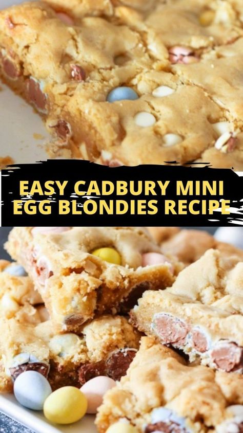 Easy Cadbury Mini Egg Blondies Recipe - howtocook Mini Egg Blondies, Blondies Recipe Easy, Crumble Cookie Recipe, Baking Recipes For Kids, Yummy Desserts Easy, Easter Sweets, Easter Desserts Recipes, Mini Egg, Blondies Recipe