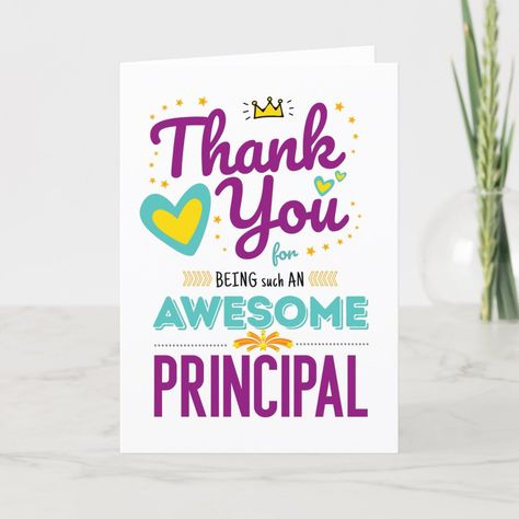 Thank You Card for Awesome Principal Thank You Card For Principal, Teachers Day Card For Principal, Birthday Card For Principal Mam, Thank You Principal, Happy Principals Day Card, Card For Principal, Principals Day, Goodbye Cards, Principal Appreciation