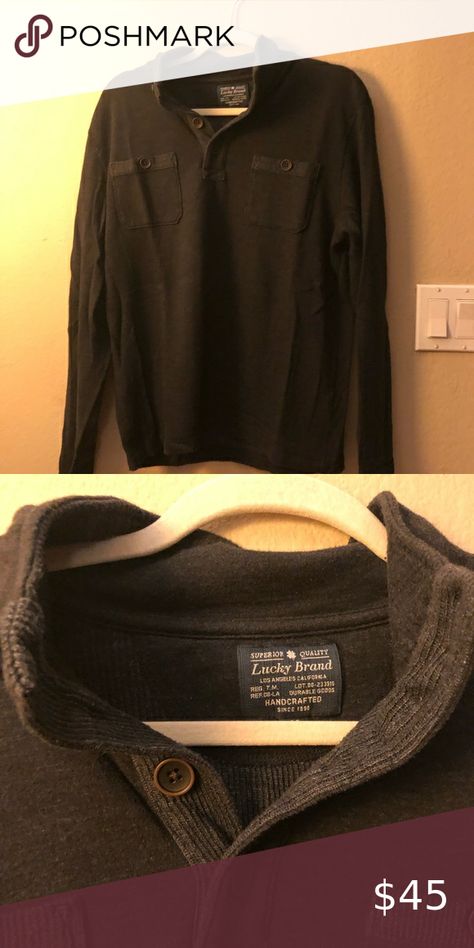 Dark charcoal  lucky brand sweater Lucky Brand Sweater, Charcoal Color, Sweater Shop, Colorful Sweaters, Lucky Brand, Gray Color, Men Sweater, Leather Jacket, Man Shop