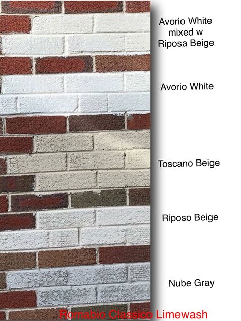 Brick Chimney Color Ideas, Limewash Colors Brick Houses, Limewash Orange Brick Exterior, Nube Gray Limewash Brick Exterior, White Wash Red Brick Exterior, Brick Limewash Exterior, Lime Wash Brick Exterior, German Shmere Brick House, Limewashed Brick Exterior