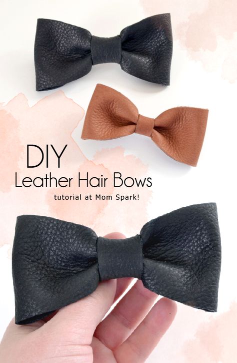 DIY Leather Hair Bows Tutorial #crafts #diy #bows Diy Leather Bows, Leather Hair Accessories, Diy Fashion Trends, Diy Ombre, Hair Bow Tutorial, Diy Bows, Bow Tutorial, Leather Bows, Diy Hair Bows