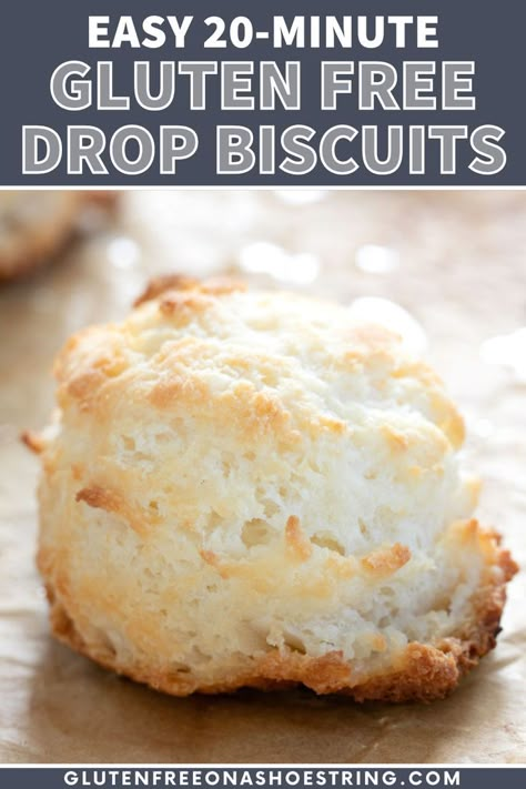 Are you missing your favorite breakfast biscuits now that you are gluten free?Tender and light gluten free drop biscuits are ready in 20 minutes, start to finish. You can't beat the taste or the convenience! Make gluten free drop biscuits in just 20 minutes with this easy recipe. These glouten free biscuits are tender and fluffy, and they're always the perfect dinner side. Enjoy your gluten free breafast! Gluten Free Drop Biscuits, Breakfast Baking Recipes, Drop Biscuits Recipe, Gf Food, Gluten Free Biscuits, Gluten Free Breads, Drop Biscuits, Gf Baking, Biscuits Easy