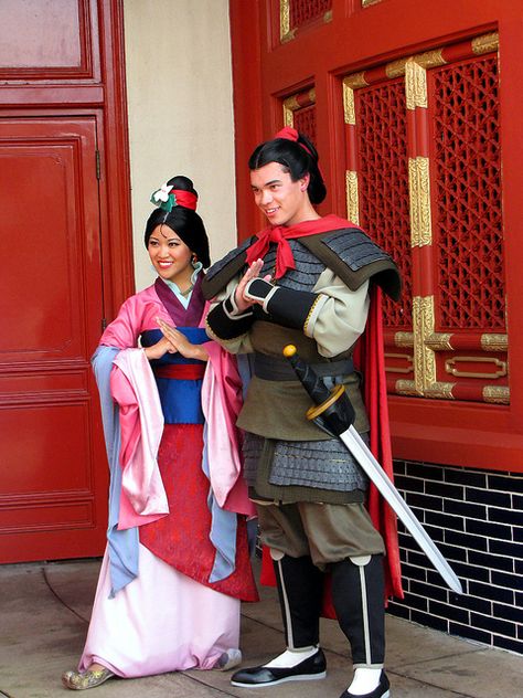 Mulan and Shang by disneylori, via Flickr Mulan And Shang, Theater Makeup, Li Shang, Disney Face Characters, Silver Linings, Disney Princes, Disney Cosplay, Face Characters, Disney Couples