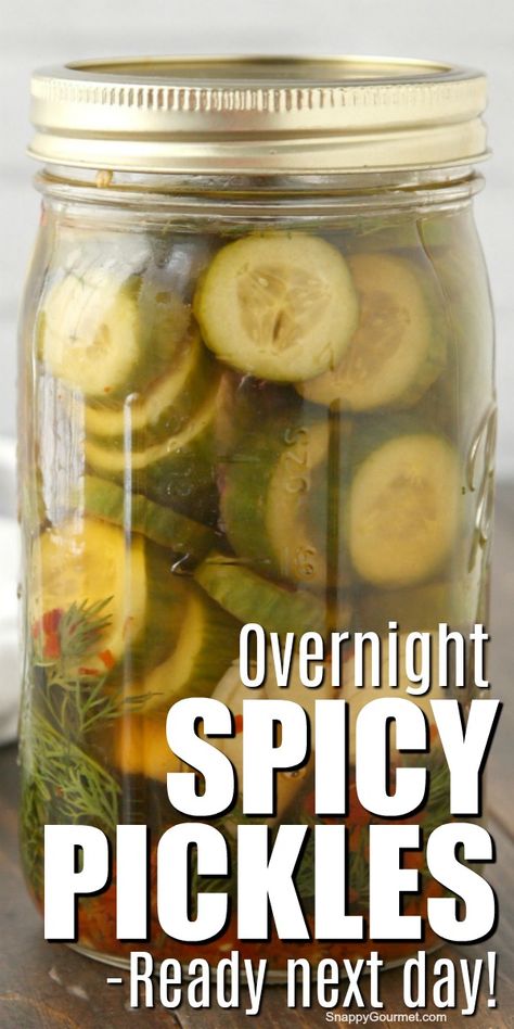 Spicy Refrigerator Pickles, Pickles Homemade Easy, Spicy Pickle Recipes, Homemade Refrigerator Pickles, Spicy Pickle, Refrigerator Pickles Dill, Refrigerator Pickle Recipes, Easy Pickling Recipes, Tartiflette Recipe