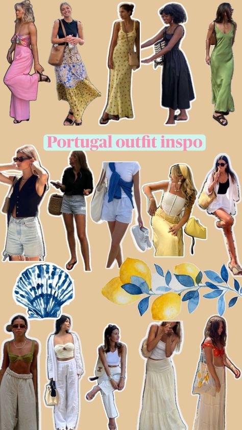 Euro met,Portugal outfits, skirts,dresses, shorts Carribean Outfits For Women, Portugal In May Outfits, Spring In Portugal Outfits, Lisbon Portugal Aesthetic Outfits, Portugal Fashion Summer, Outfits For Portugal, Portugal Style Outfits, Portugal Aesthetic Outfits, Porto Portugal Outfits