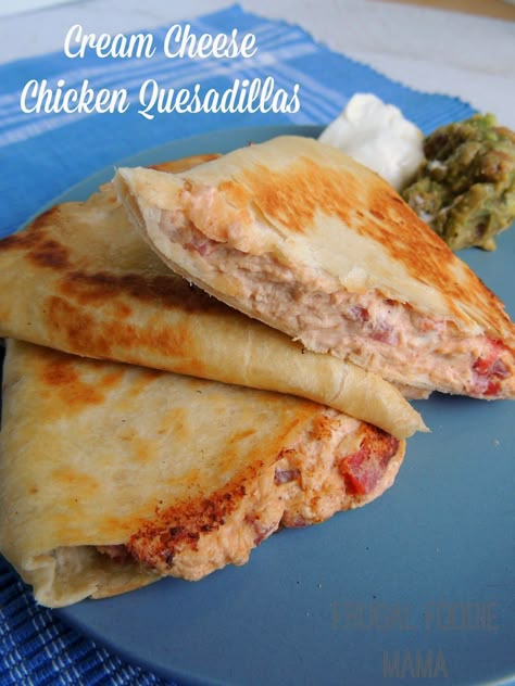 Cream Cheese Chicken Quesadillas #quesadillas #creamcheese #weeknightdinner #easydinner #Mexican Comfort Snacks, Shred Chicken, Cheese Chicken, Cream Cheese Chicken, Quesadilla Recipes, Chicken Quesadillas, Tortilla Wraps, Family Dinners, Wrap Sandwiches