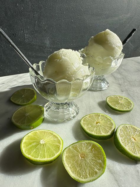 Lime Sorbet - Shutterbean Sorbet Is, Lime Sorbet, Cooks Illustrated, Frozen Treat, Lime Zest, Ice Cream Maker, Fresh Lime, Ginger Beer, Limes