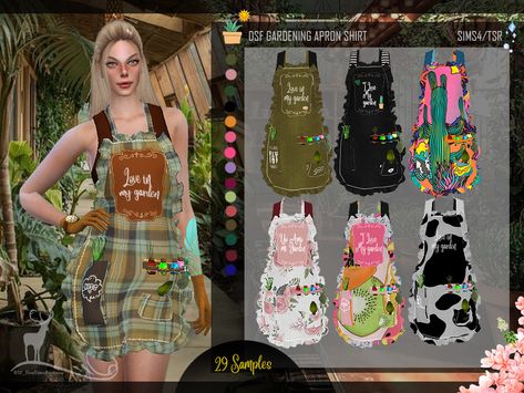 DanSimsFantasy's DSF GARDERING APRON SHIRT Sims 4 Farmer Clothes, Sims 4 Apron Cc, Sims 4 Cc Kawaii Clothing, Dansimsfantasy Cc, Apron Shirt, Sims 4 Skin Cc, Gta Outfits, Sims 4 Cottage, Farmer Outfit