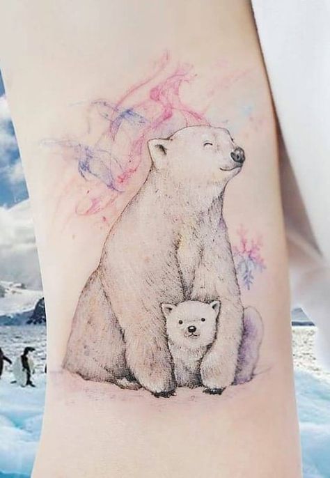 Mom Bear Tattoo, Momma Bear Tattoo, Baby Bear Tattoo, Polar Bear Tattoo, Bear Tattoo Designs, Bear Tattoos, Meaningful Tattoos For Women, Mother Tattoos, Tattoo For Son